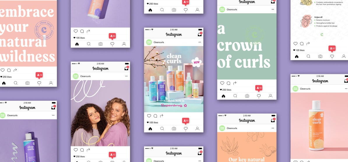 Instagram Post Mockup clean curls® edit larger area