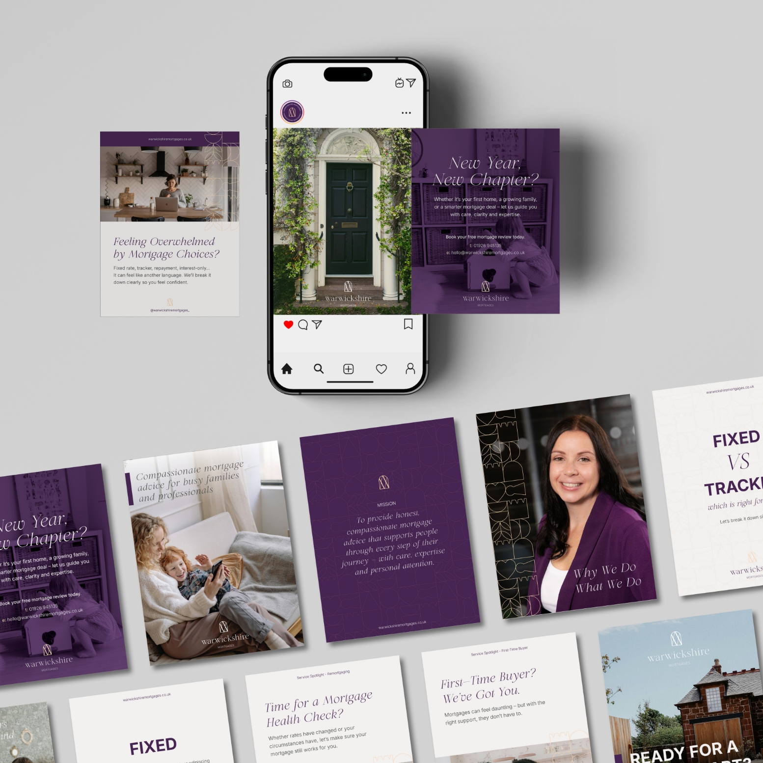 Social media mockups Warwickshire Mortgages